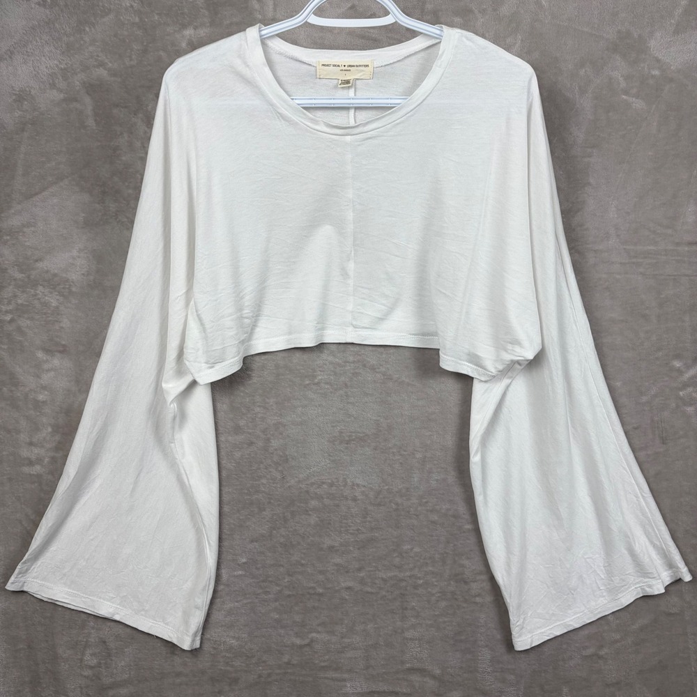 Urban Outfitters Project Social T White Kimono Sleeve Crop Top S Boxy Oversized